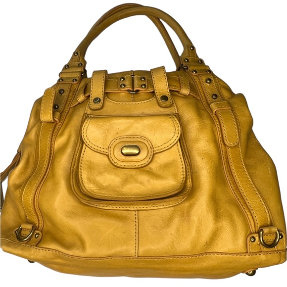 Lockheart Bags Lockheart Leather Double Handle Purse Golden Mustard